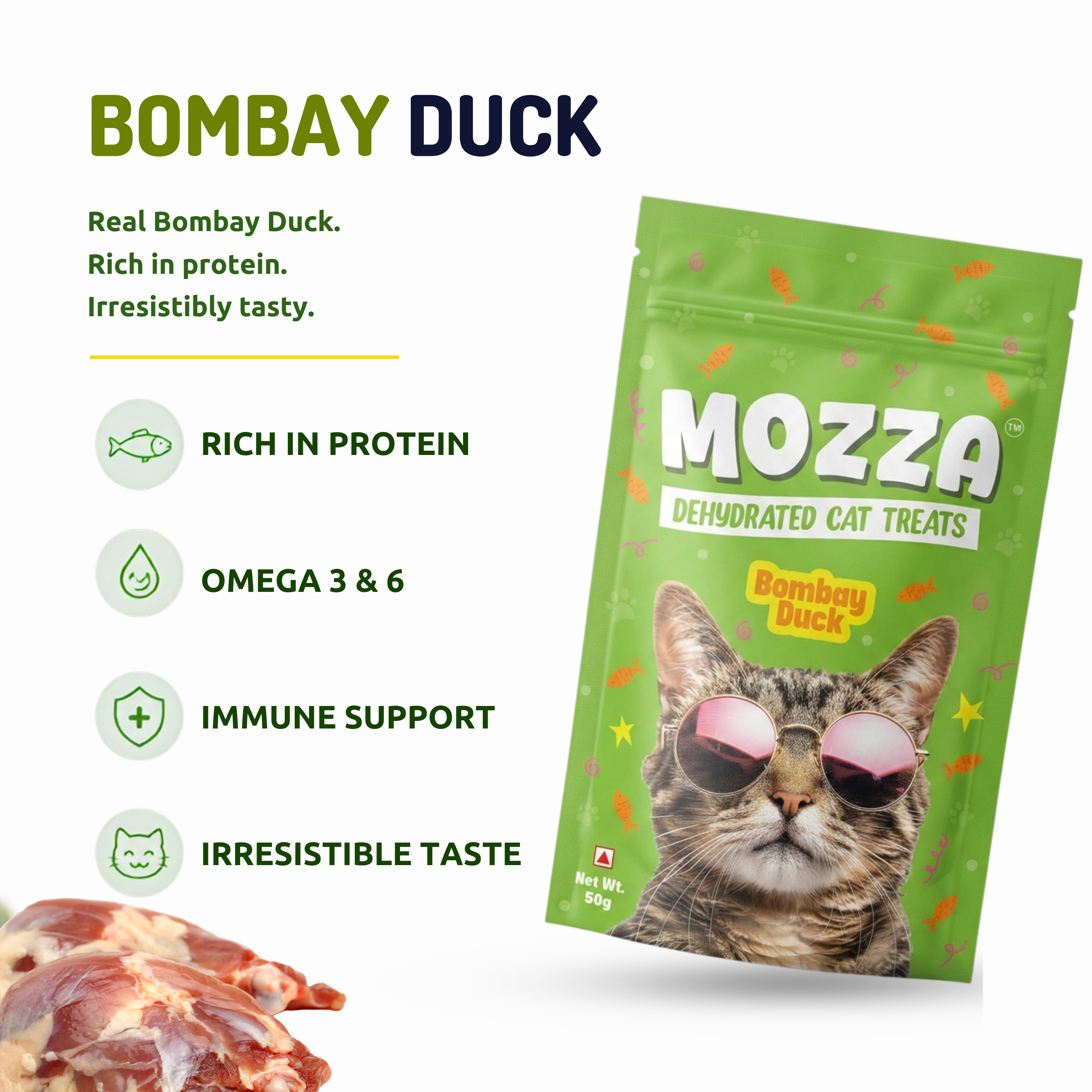Pets Empire Mozza Bombay Duck , treat for cats ( 50gms)- Pack Of 2