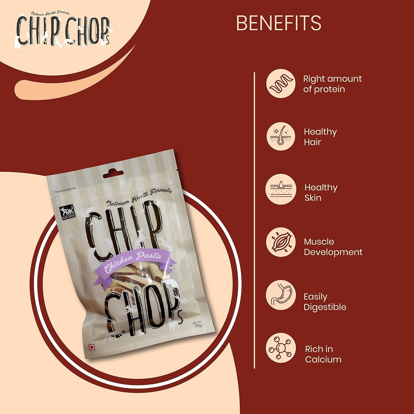 CHIP CHOP CHICKEN PASTA DOG TREATS 70g