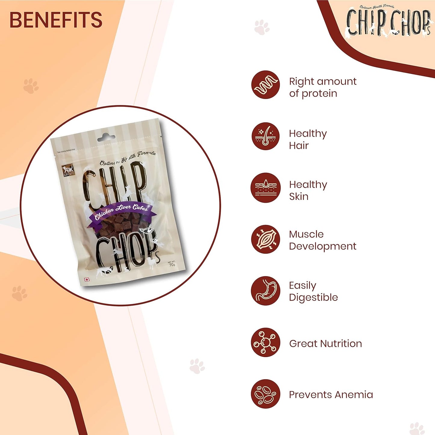 CHIP CHOP CHICKEN LIVER CUBES DOG TREATS 70g