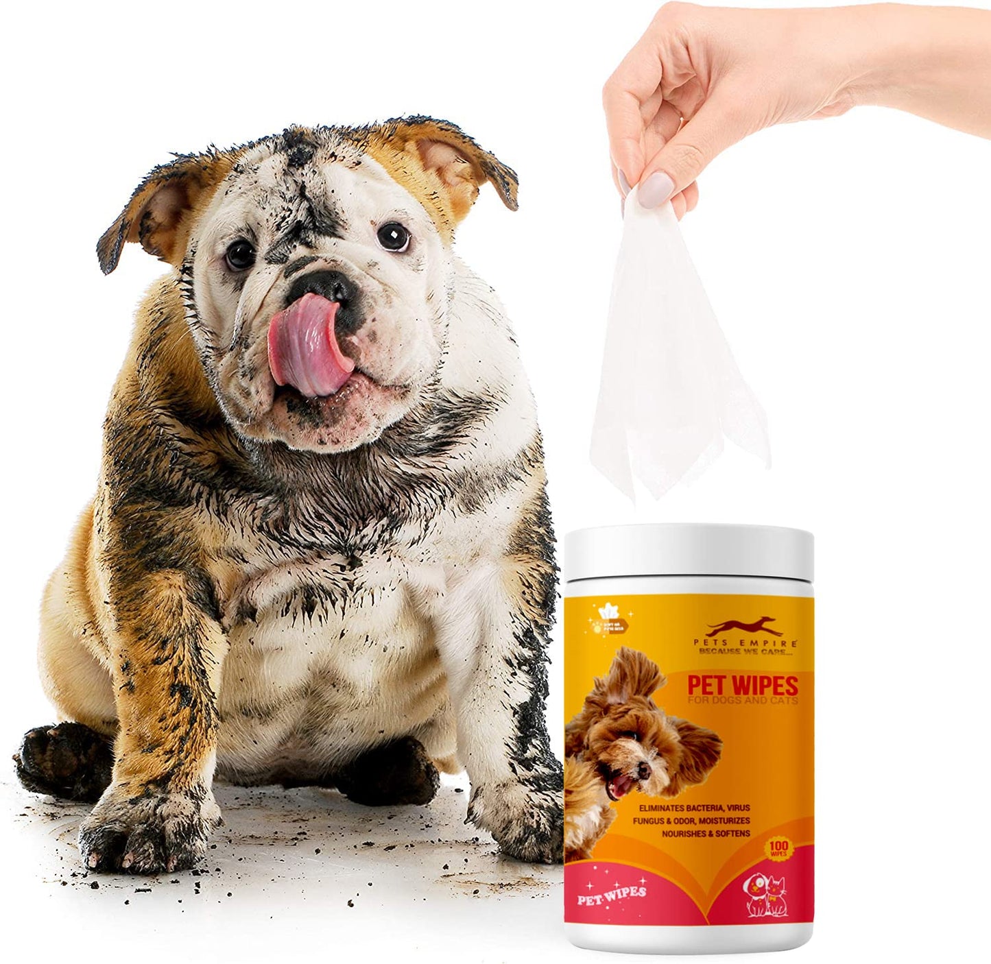 Pets Empire Wet Wipes for Dogs & Cats- 100 Pec. (15x20 cm)
