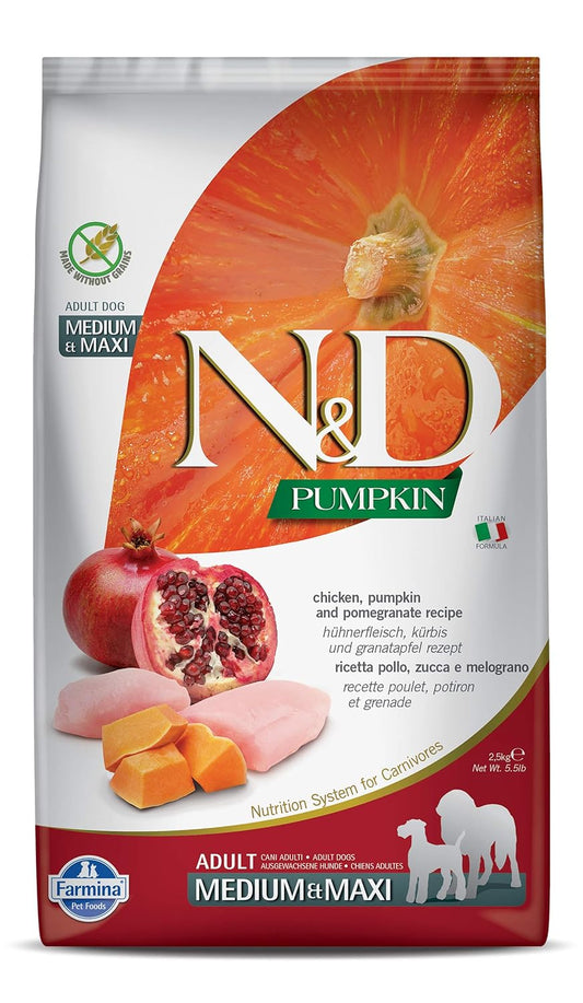 N&D Pumpkin ADULT Medium & MAXI Chicken and Pomegranate Dry Food 2.5KG