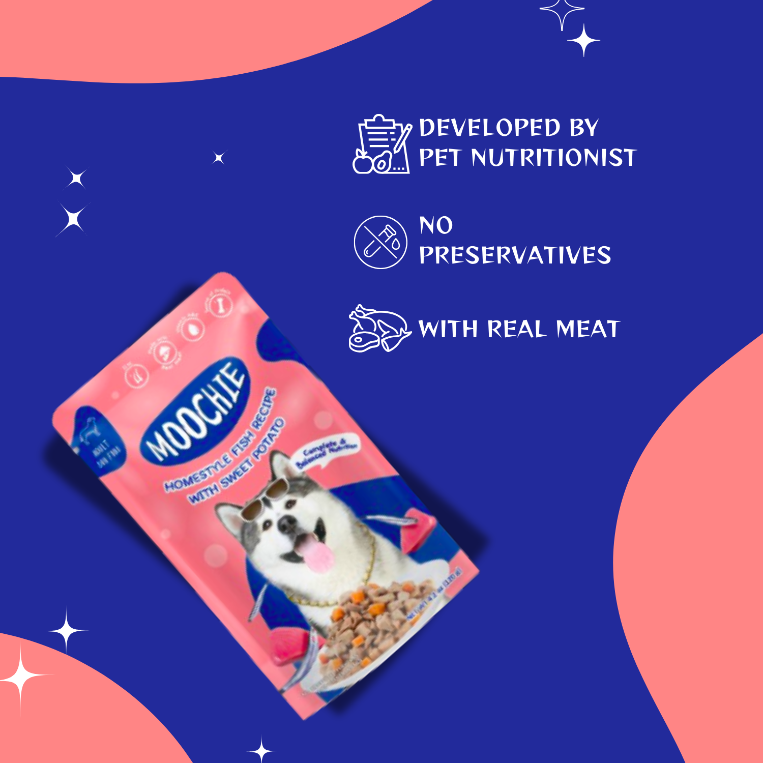 Moochie Fish & Sweet Potato Wet Dog Food – 120g | Healthy & Nutritious HomeStyle Meal for Dogs