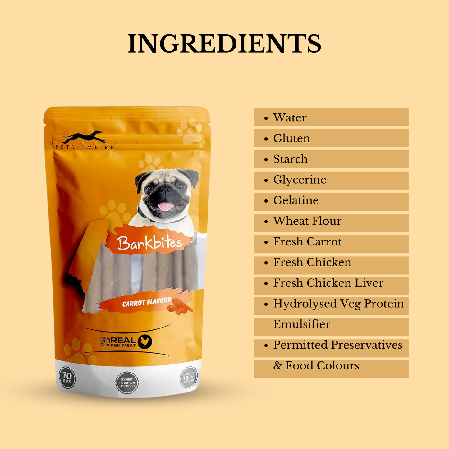 Pets Empire Barkbites Dog Treats 70 GMS (Carrot Flavour)