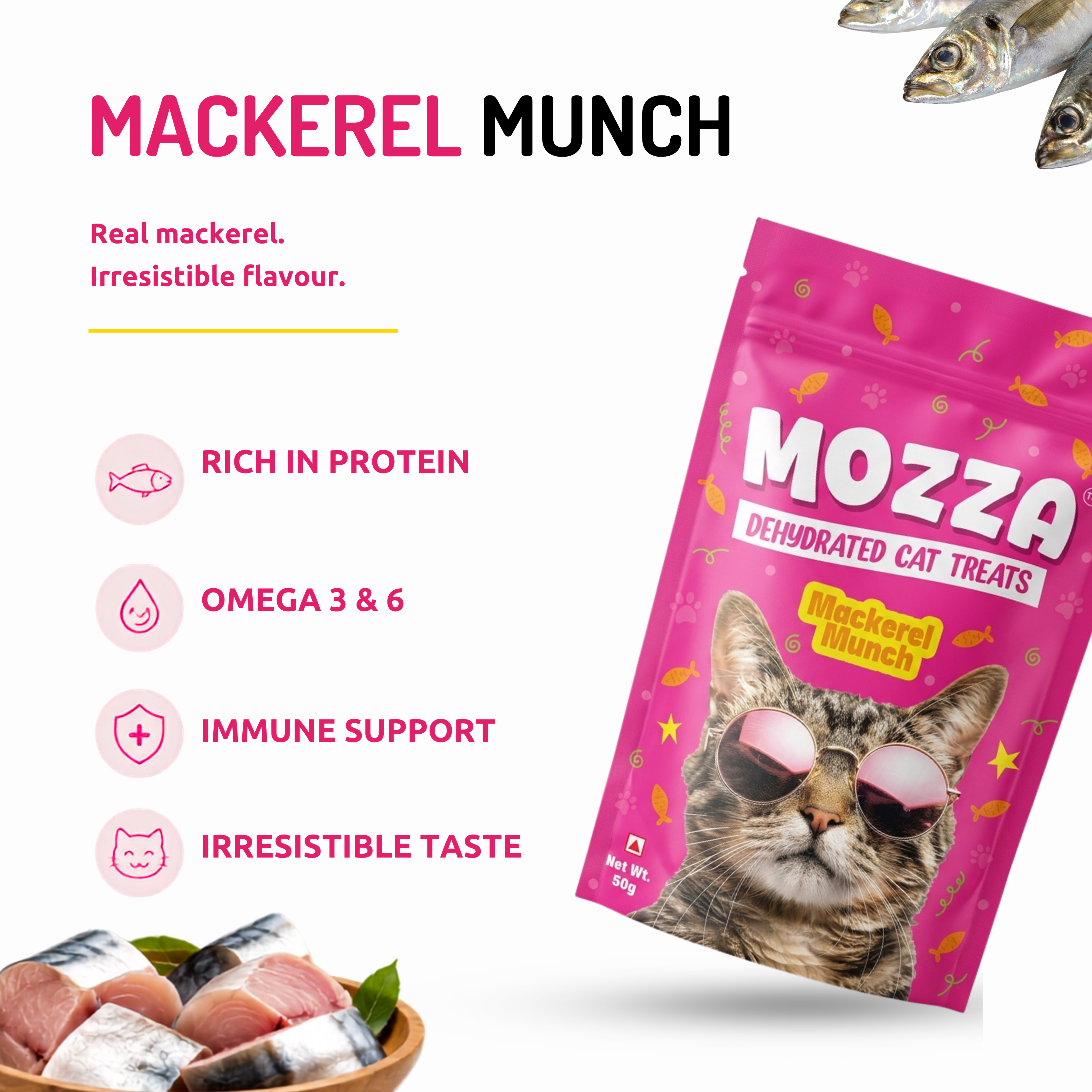 Pets Empire Mozza Mackerel Munch Treat for cats 50g- Pack Of 2
