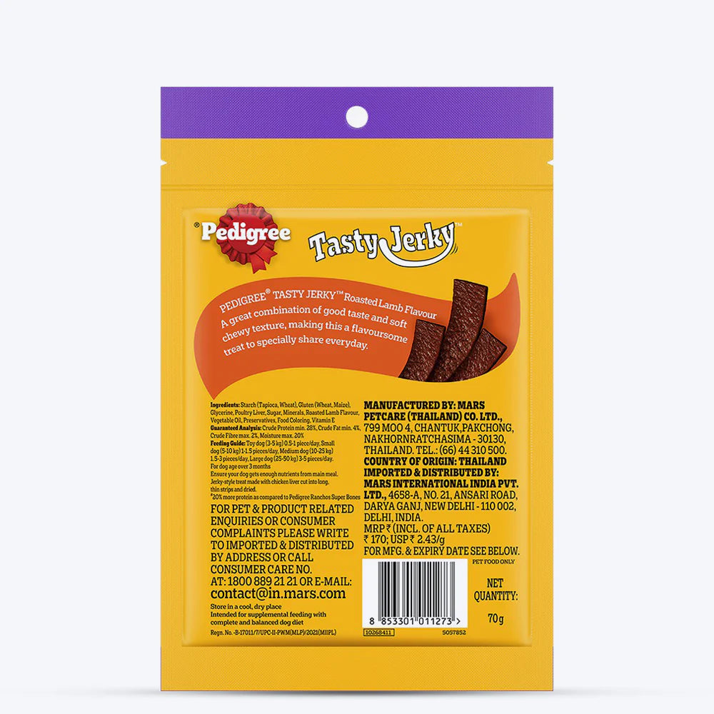 Pedigree Tasty Jerky Roasted Lamb Flavour  For Adult Dog - 70g