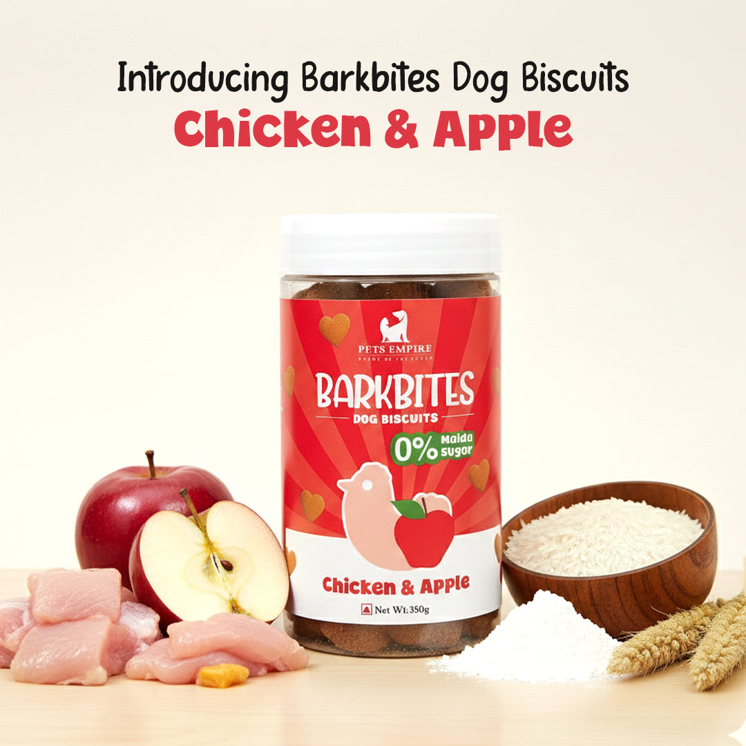 Pets Empire barkbites Chicken & Apple Biscuit Jar- 350g