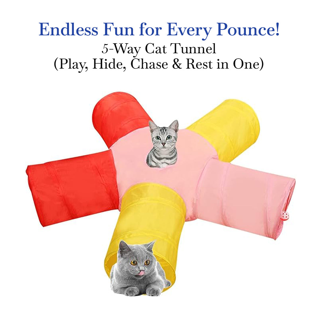 Pets Empire Five Way  Collapsible Cat Tunnel Toy