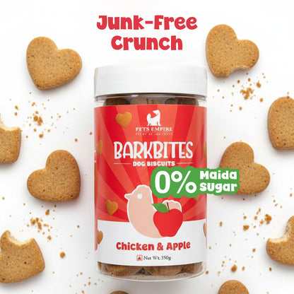 Pets Empire barkbites Chicken & Apple Biscuit Jar- 350g