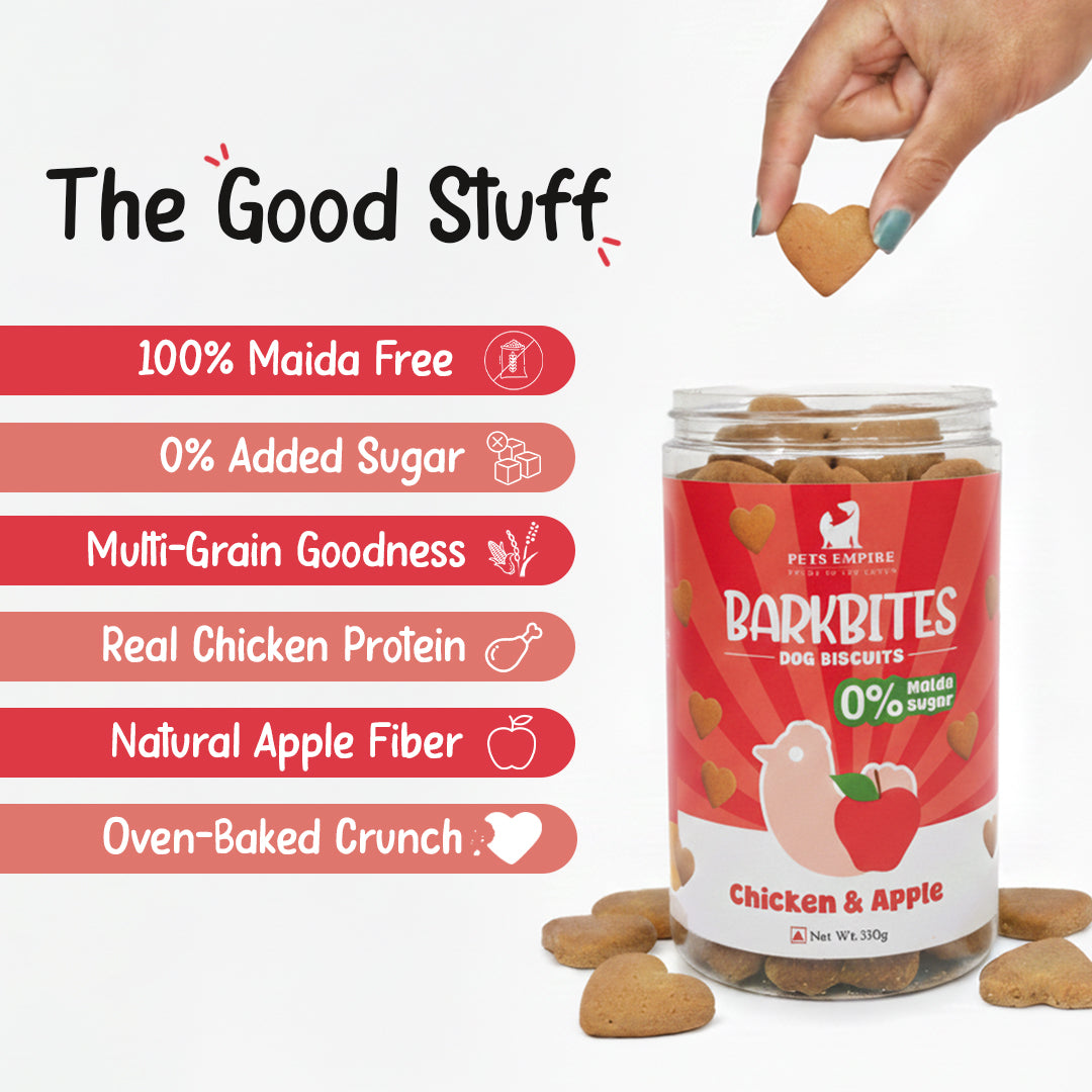 Pets Empire barkbites Chicken & Apple Biscuit Jar- 350g