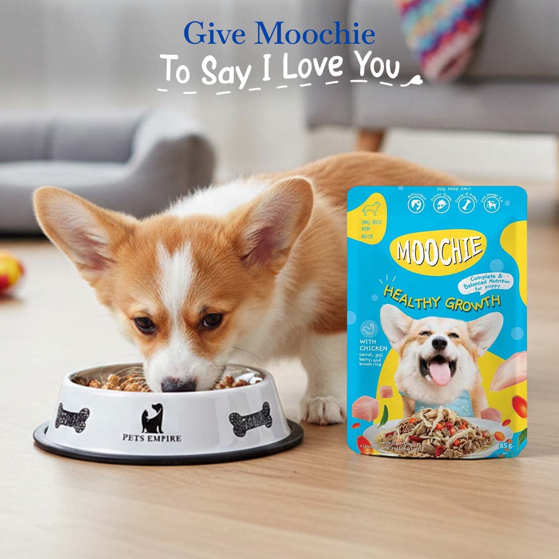 Moochie Healthy Growth Wet Dog Food – 85g Pouches | Nutritious Meal for Puppies & Adult Dogs