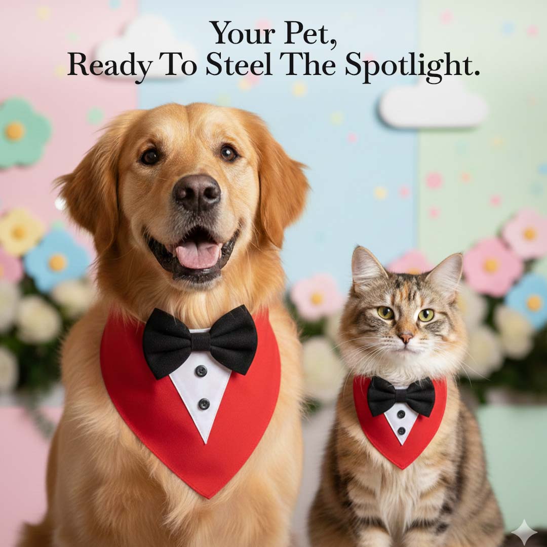 Pets Empire Tuxedo Bandana for Dogs- Red