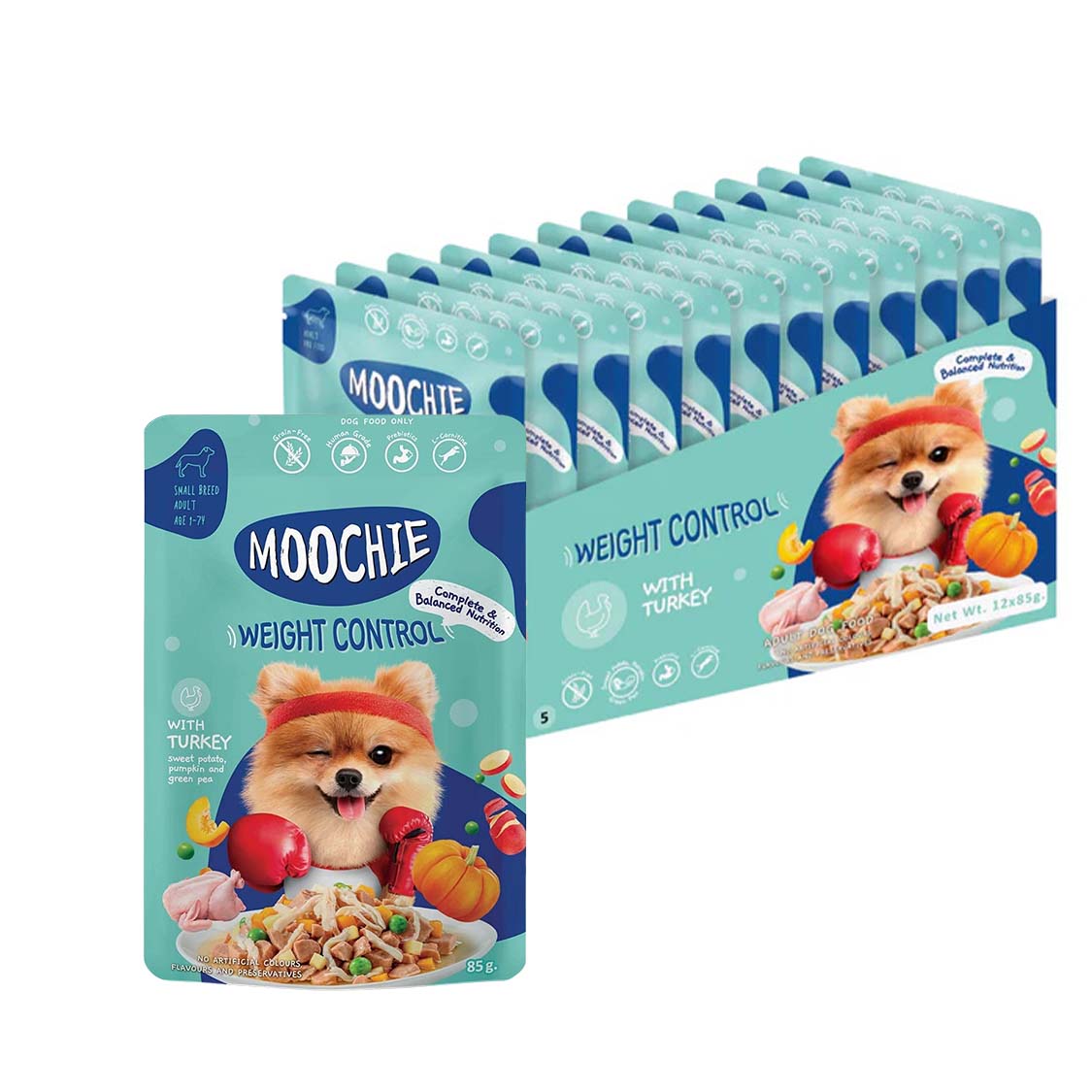 Moochie Weight Control Wet Dog Food – 85g Pouch | Low Fat Meal for Healthy Weight Management