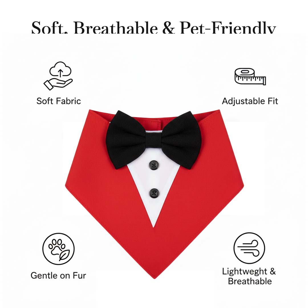 Pets Empire Tuxedo Bandana for Dogs- Red