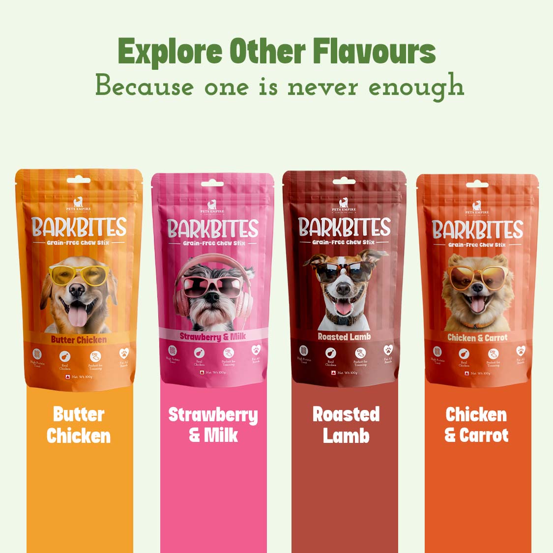 Pets Empire Barkbites Stix For Dogs- Chicken & Spinach (100gms)