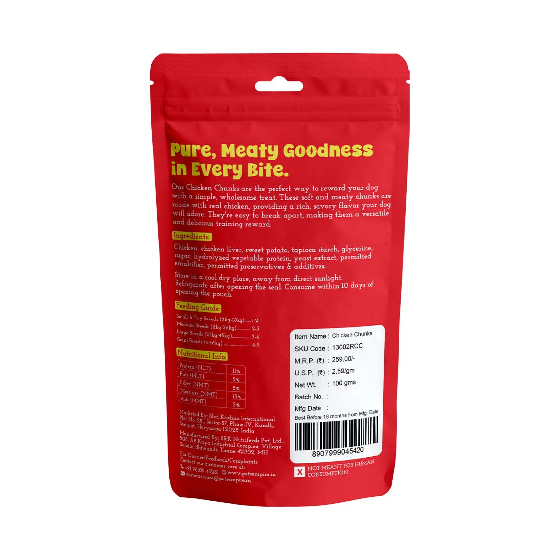 Pets empire Real Chicken Chunks Treat for dogs ( 100gms)