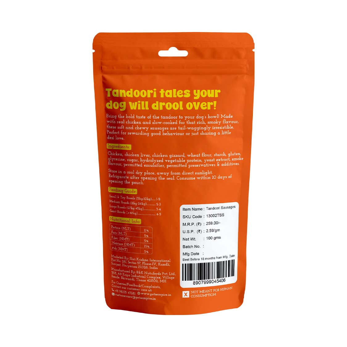Pets Empire Tandoori Sausage Treats for dogs (100gms)