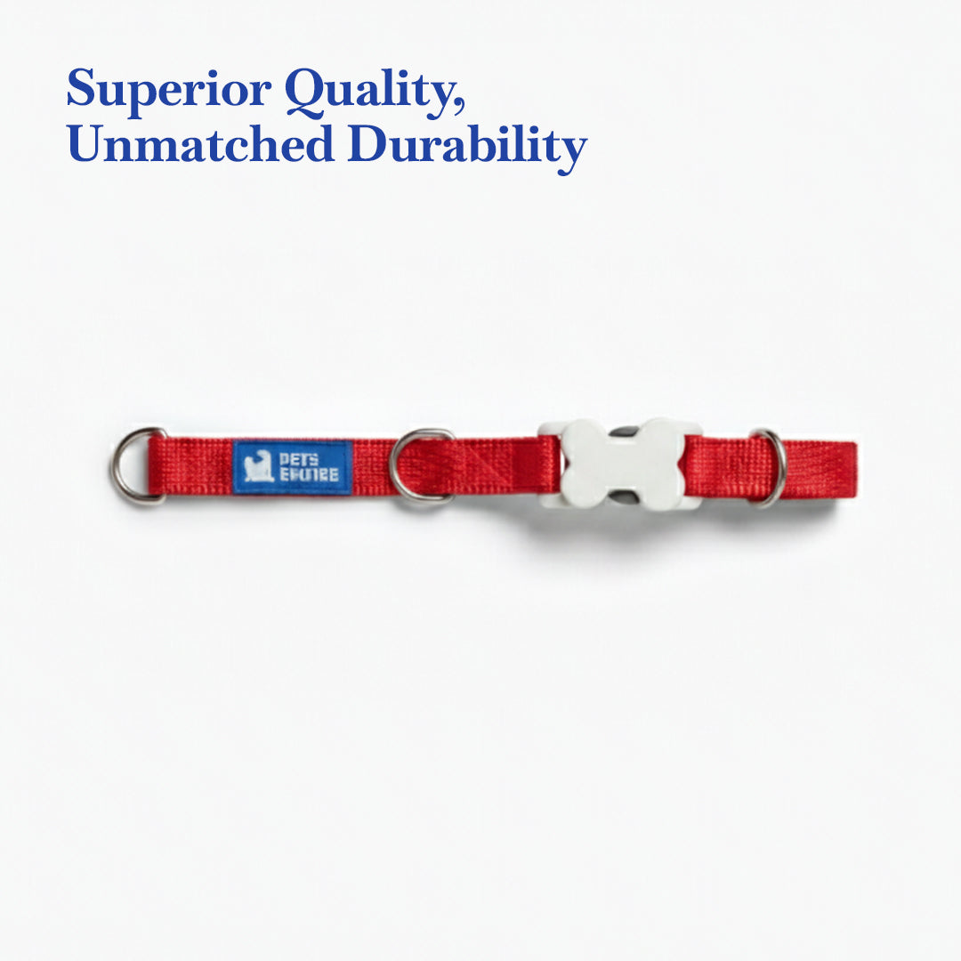 PETS EMPIRE Classic Dog Collar & Leash Set with Bow-Red