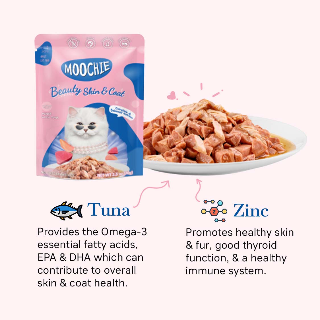 Moochie Beauty Skin Tuna Gravy Wet Cat Food – 85g Pouch