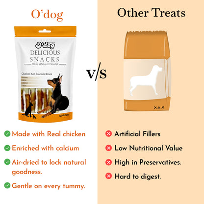 O'Dog Chicken and White Calcium Bone Treats for Dog (100 gm)