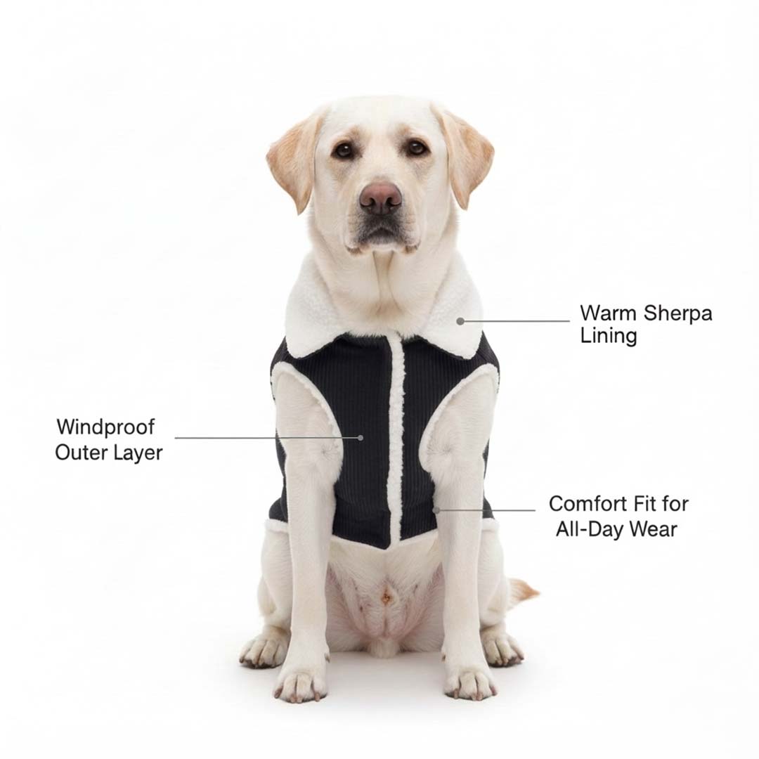 Pets Empire Winter Fleece Jacket for Dogs- Black