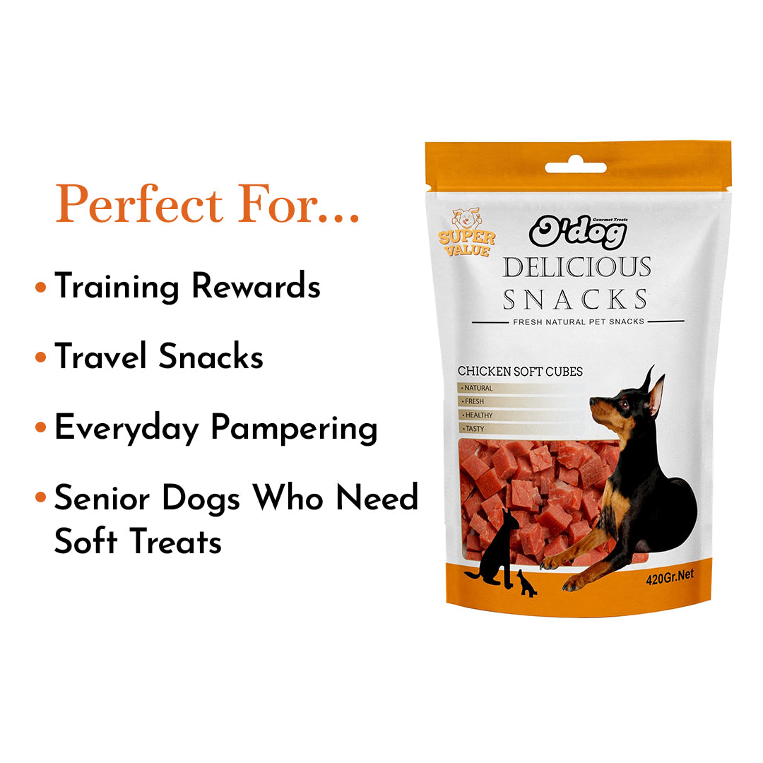 O'Dog Chicken Soft Cubes, Healthy Dog Treats (420g)