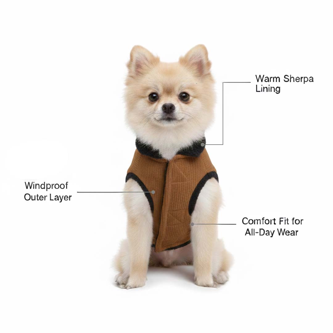 Pets Empire Winter Fleece Jacket for Dogs- Brown