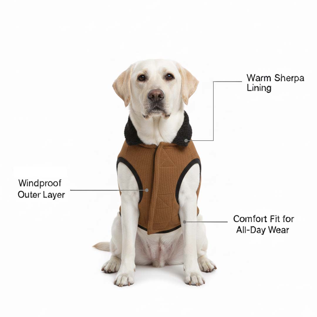 Pets Empire Winter Fleece Jacket for Dogs- Brown