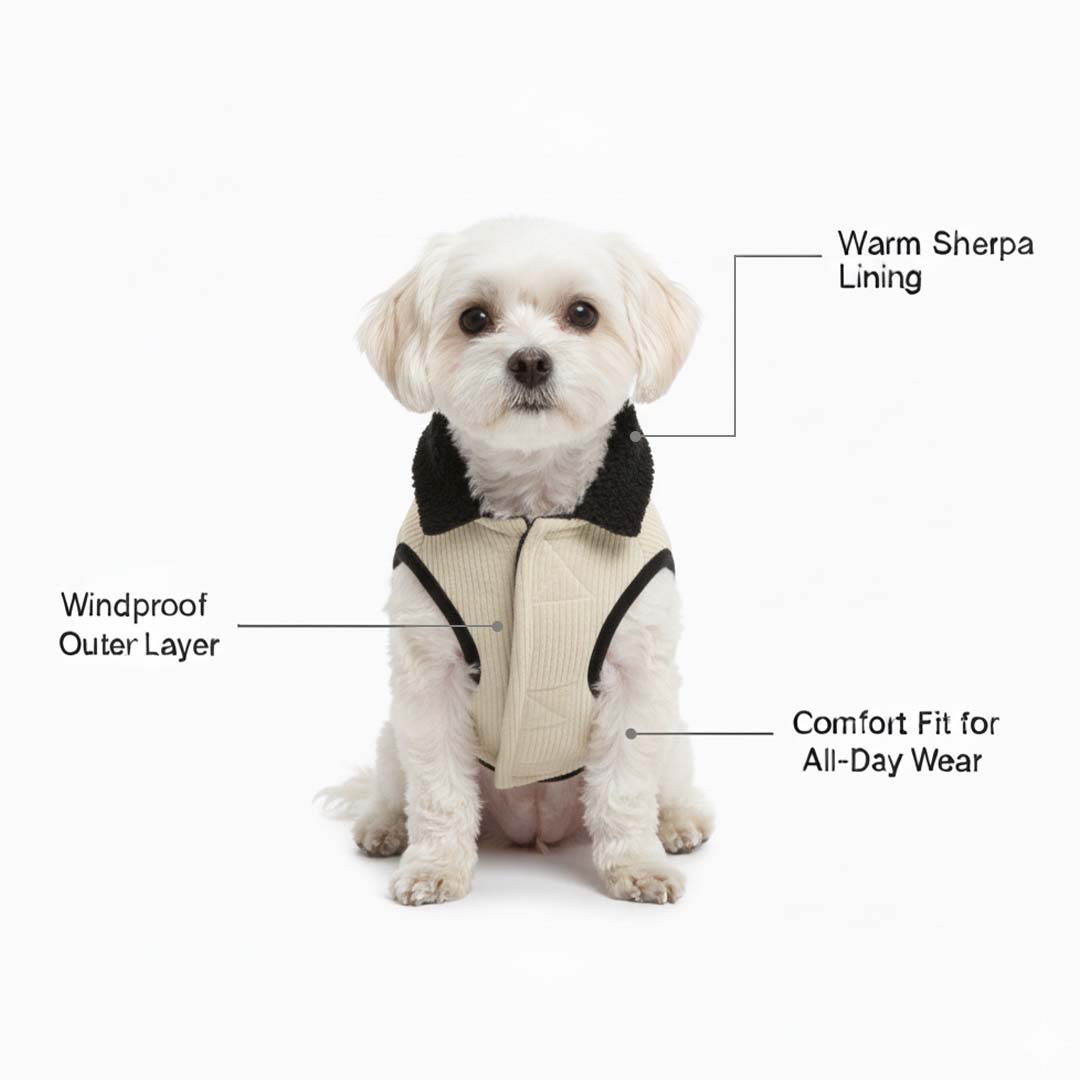 Pets Empire Winter Fleece Jacket for Dogs- Cream
