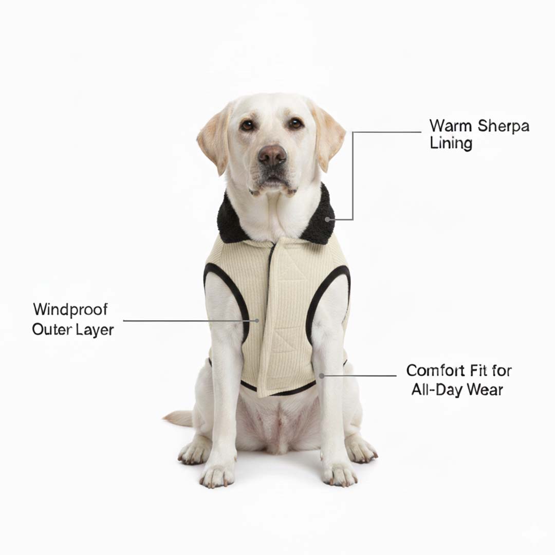 Pets Empire Winter Fleece Jacket for Dogs- Cream