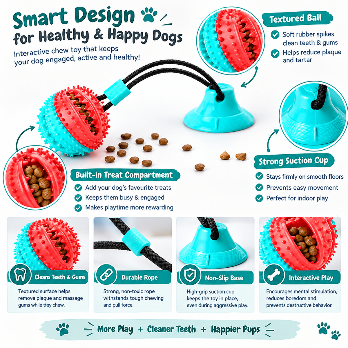 Pets Empire Interactive Dog Chew Toy with Treat Dispenser & Suction Cup