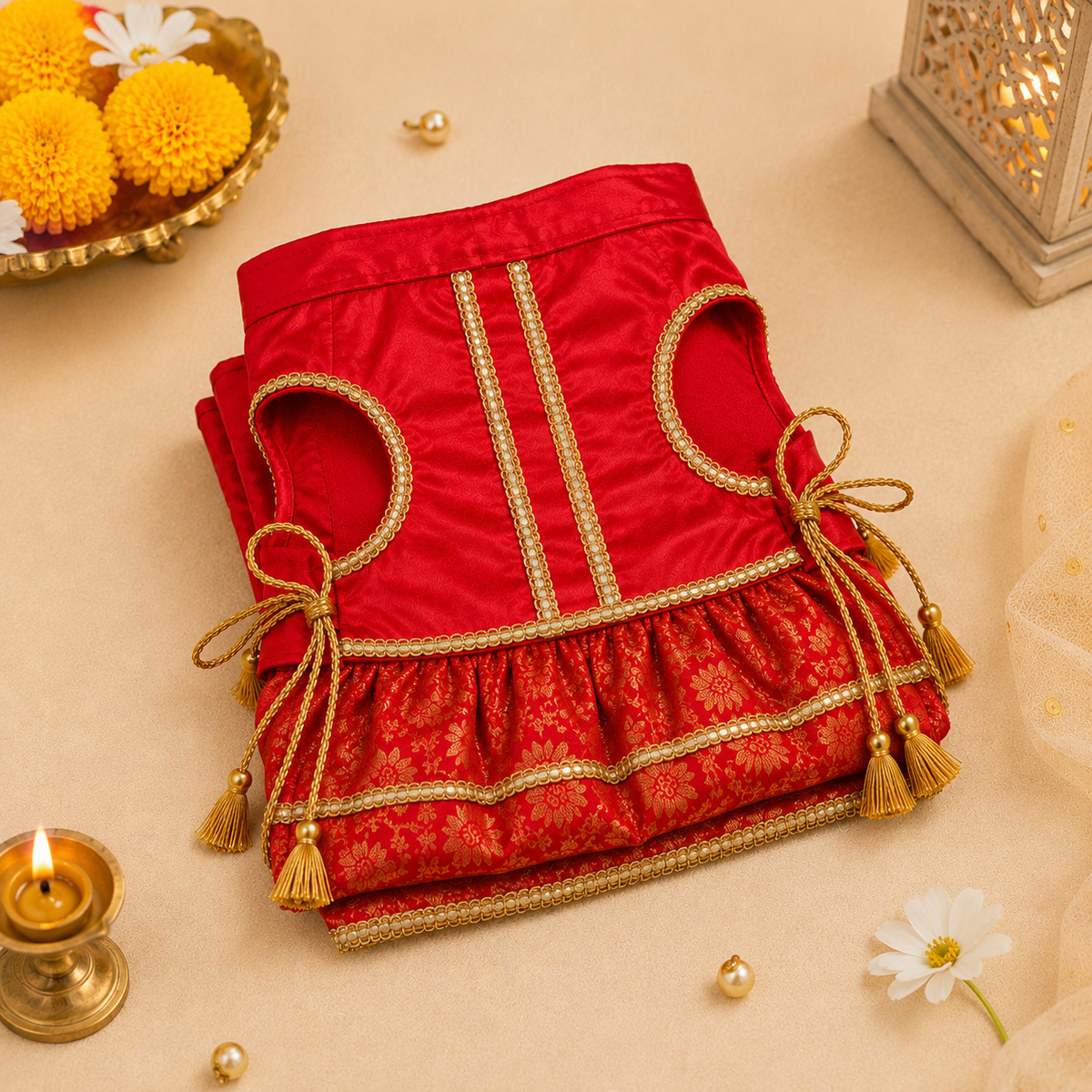 Pets Empire Lehenga Dress for Female  Dogs- Red