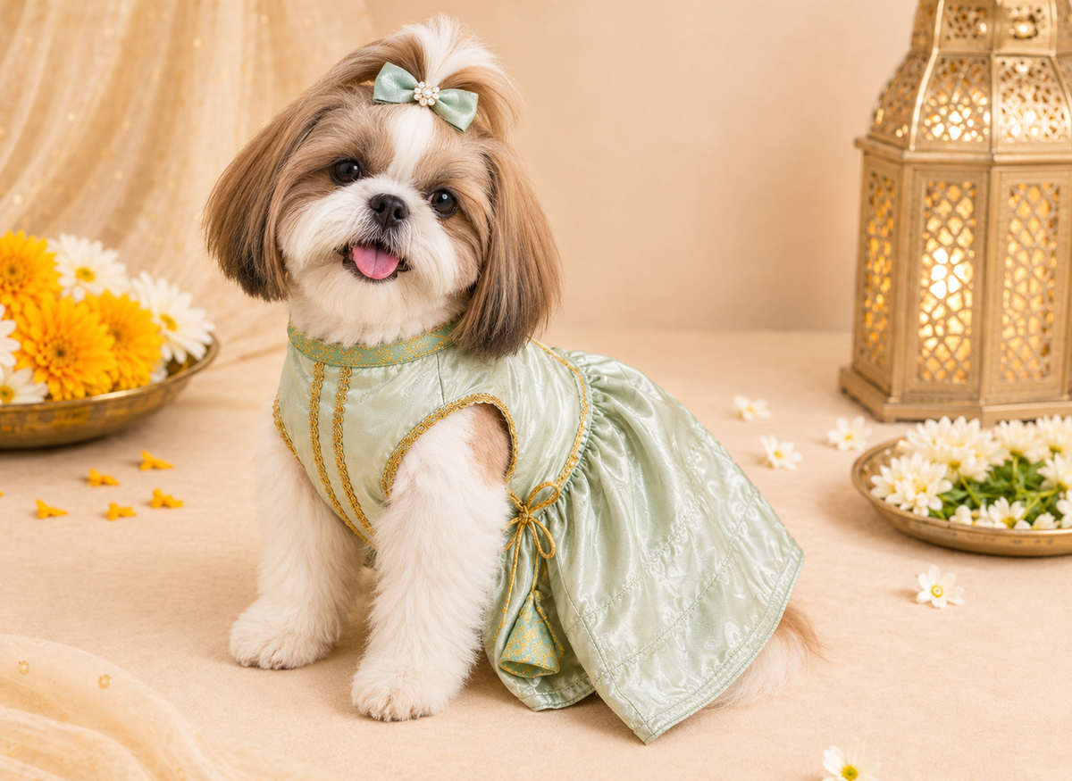 Pets Empire Lehenga Dress for Female  Dogs- Mint Green