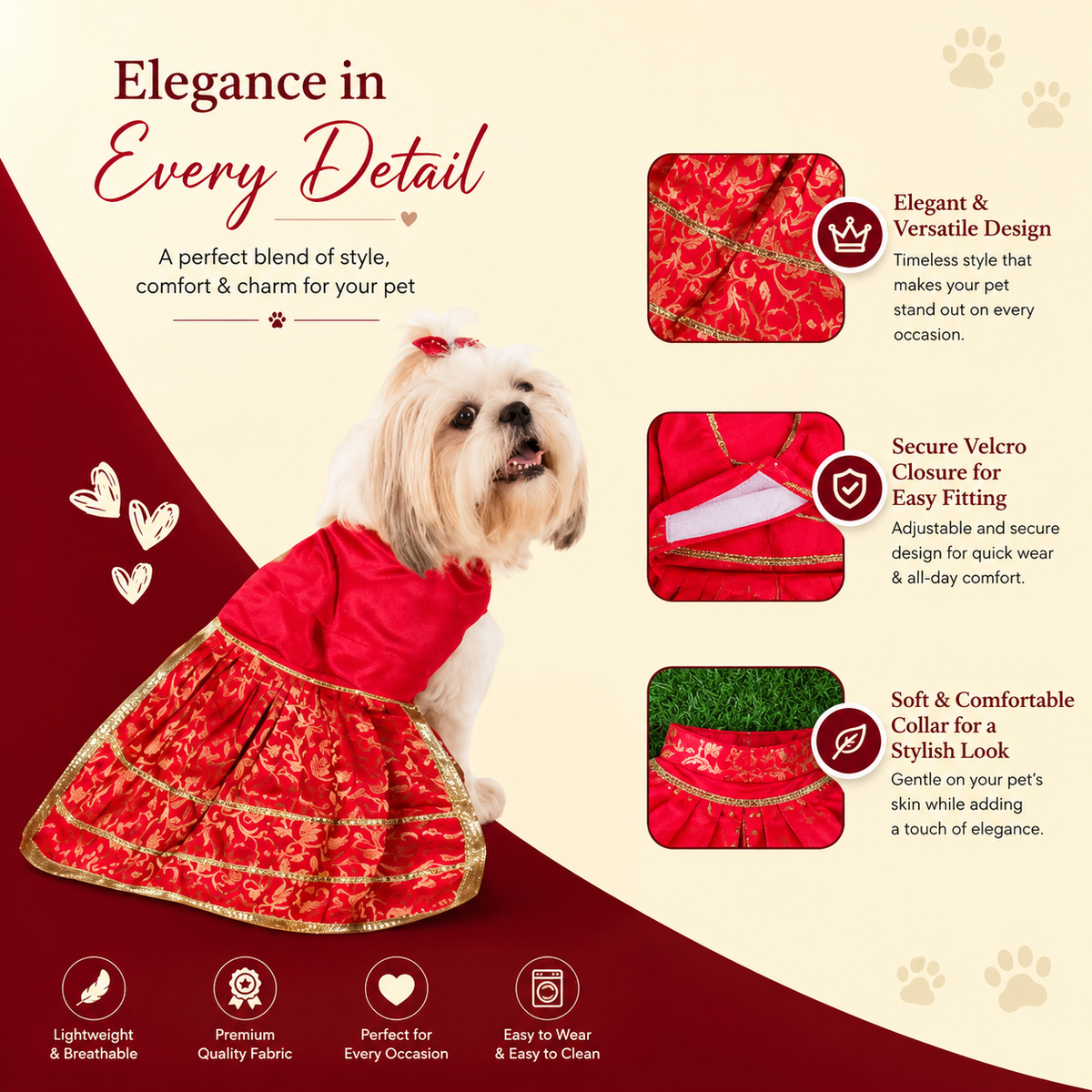 Pets Empire Lehenga Dress for Female  Dogs- Red