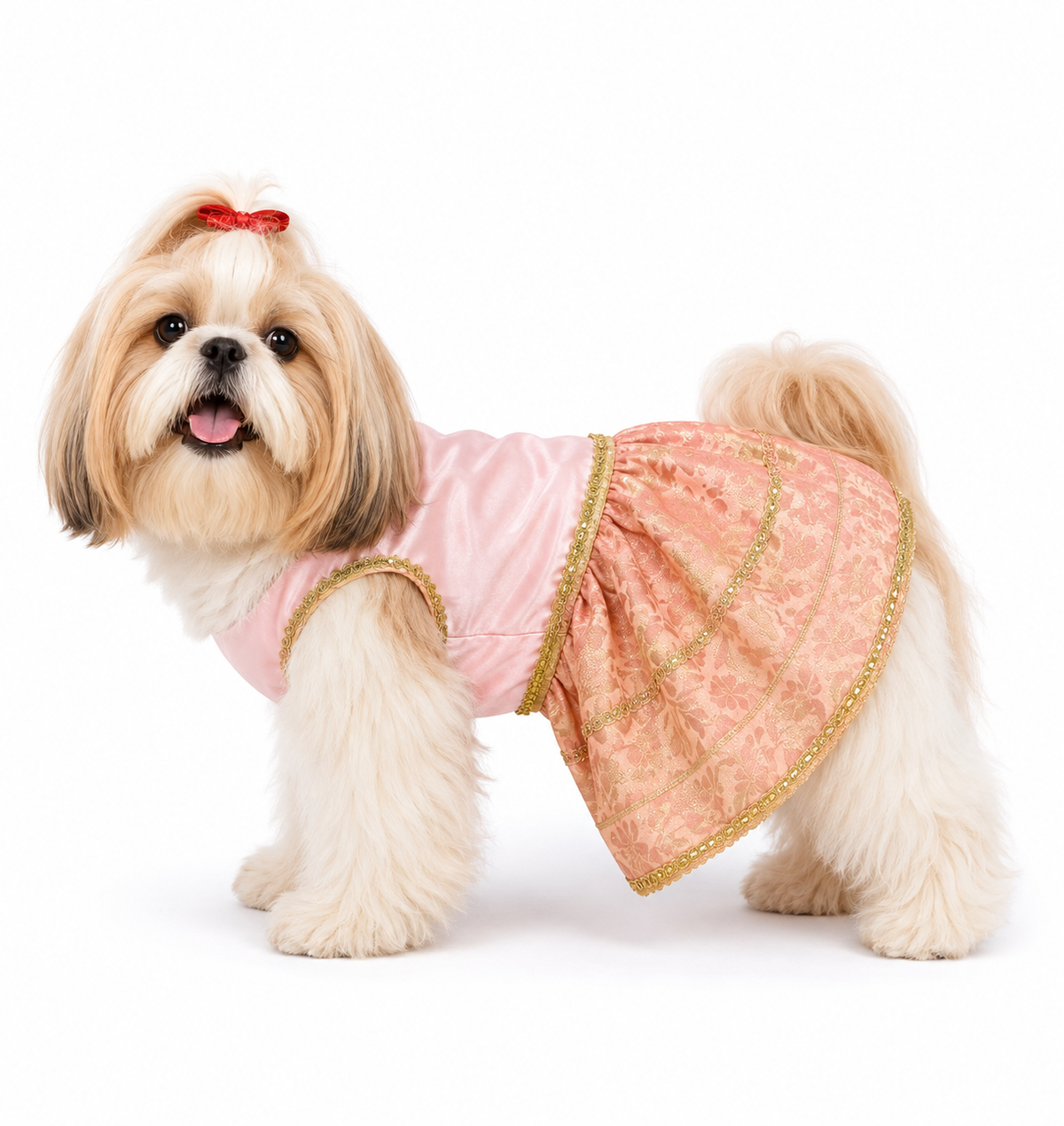 Pets Empire Lehenga Dress for Female  Dogs- Peach