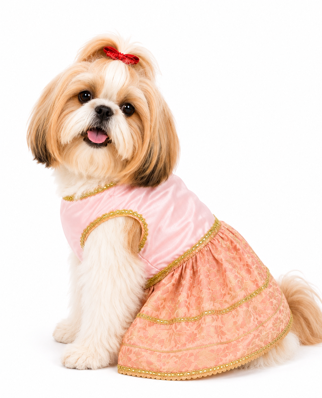 Pets Empire Lehenga Dress for Female  Dogs- Peach