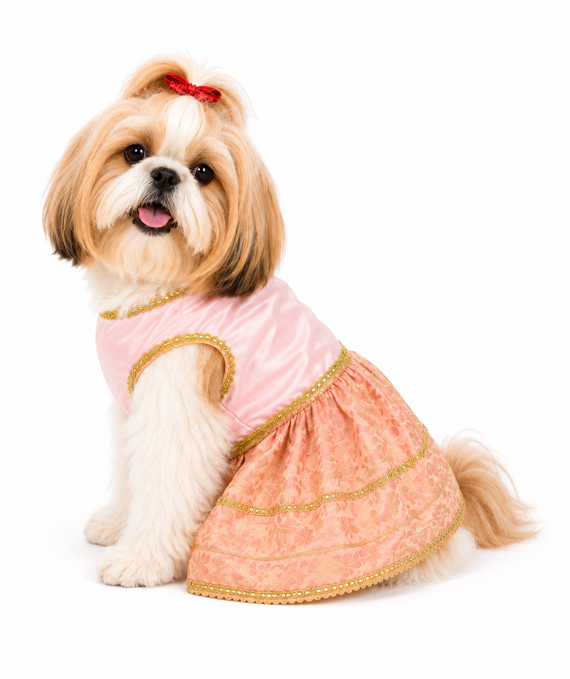 Pets Empire Lehenga Dress for Female  Dogs- Peach
