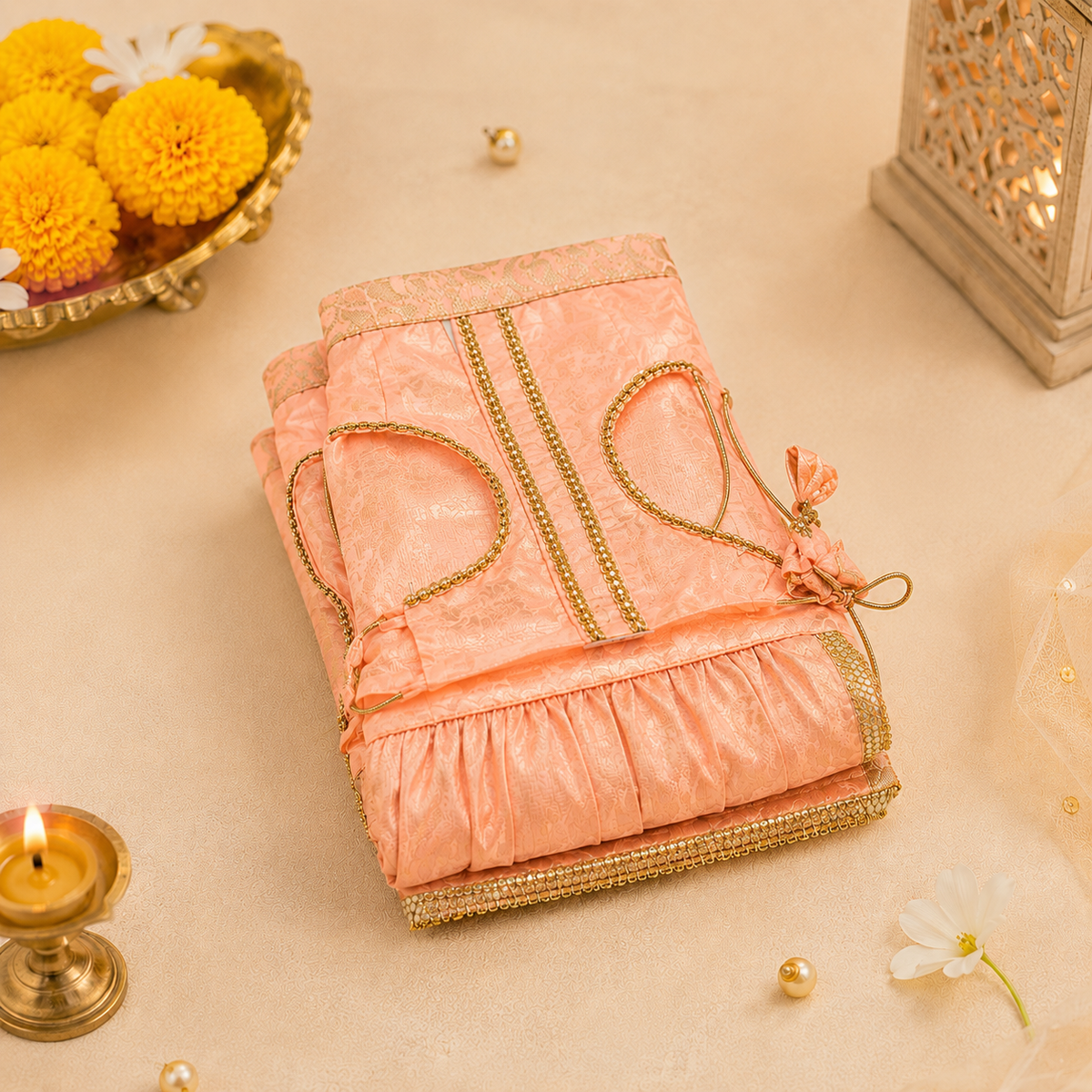 Pets Empire Lehenga Dress for Female  Dogs- Peach