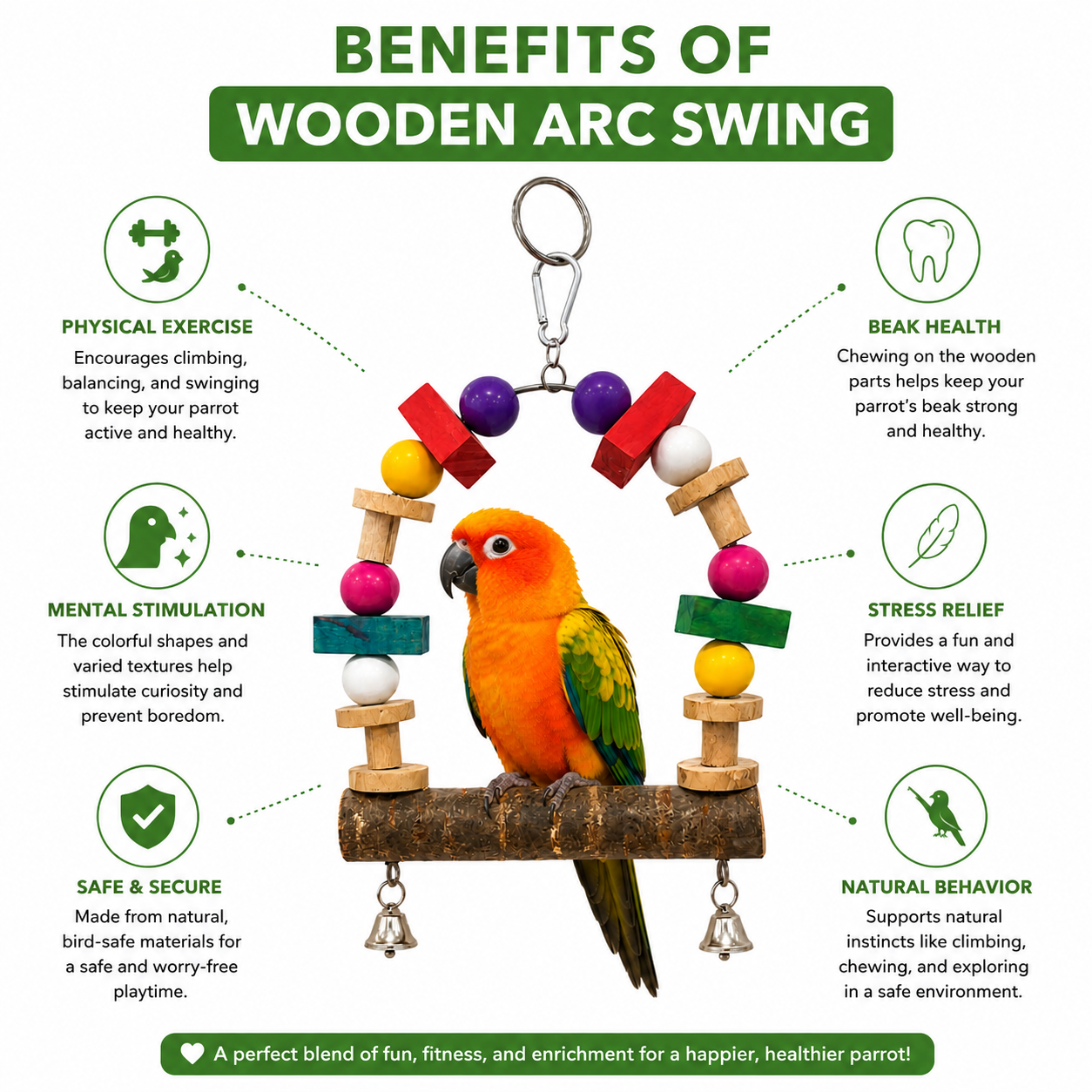 Pets Empire Wooden Arch Swing Toy for Birds