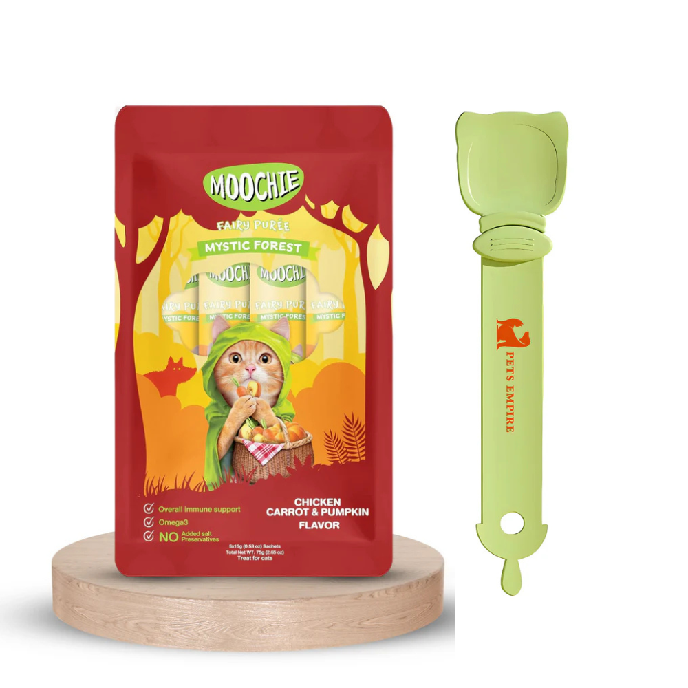 Pets Empire Spoon & Moochie Creamy Treat Chicken, Carrot & Pumpkin Combo for Cats (5pcsx15gm each)