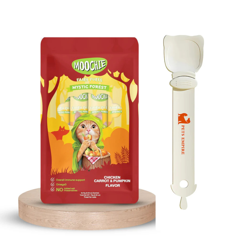 Pets Empire Spoon & Moochie Creamy Treat Chicken, Carrot & Pumpkin Combo for Cats (5pcsx15gm each)