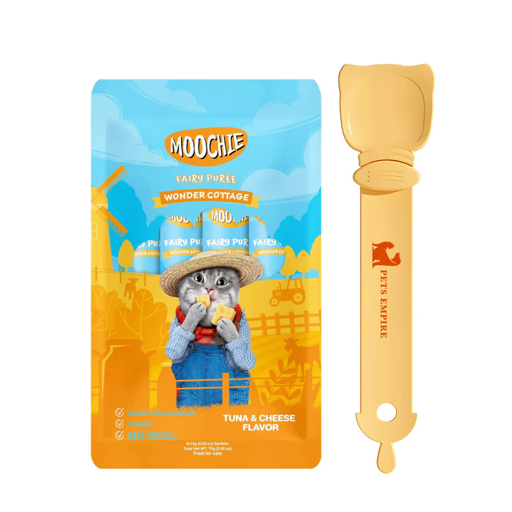 Pets Empire Spoon & Moochie Creamy Treat Tuna & Cheese Flavor Combo for Cats (5pcsx15gm each)