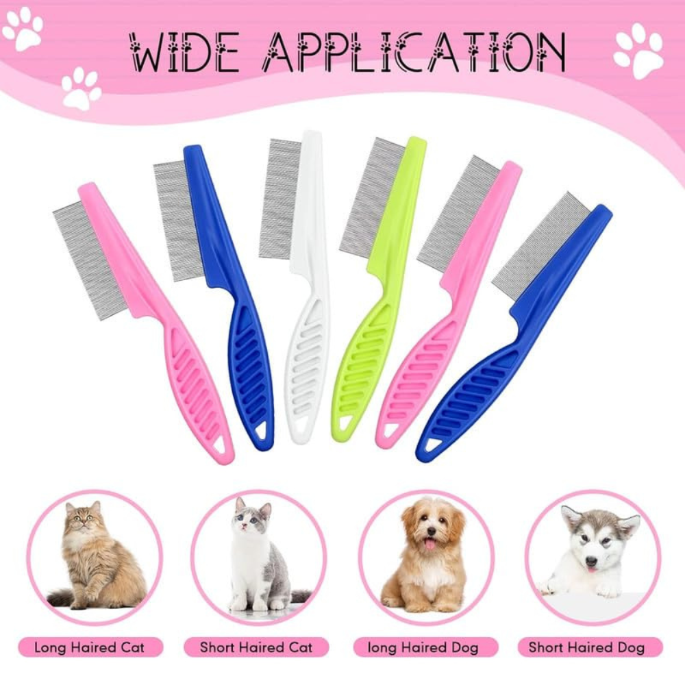 Pets Empire 2-in-1 Flea Comb & Silicone Bath Brush for Dogs & Cats