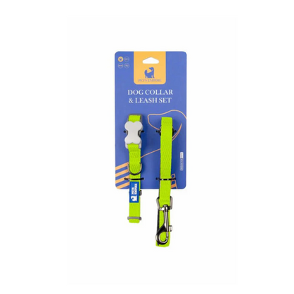 PETS EMPIRE Classic Dog Collar & Leash Set with Bow- Green