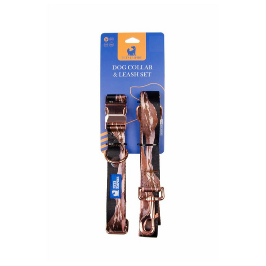 PETS EMPIRE Woodland Tails Dog Collar & Leash Set with Bow (X-LARGE)