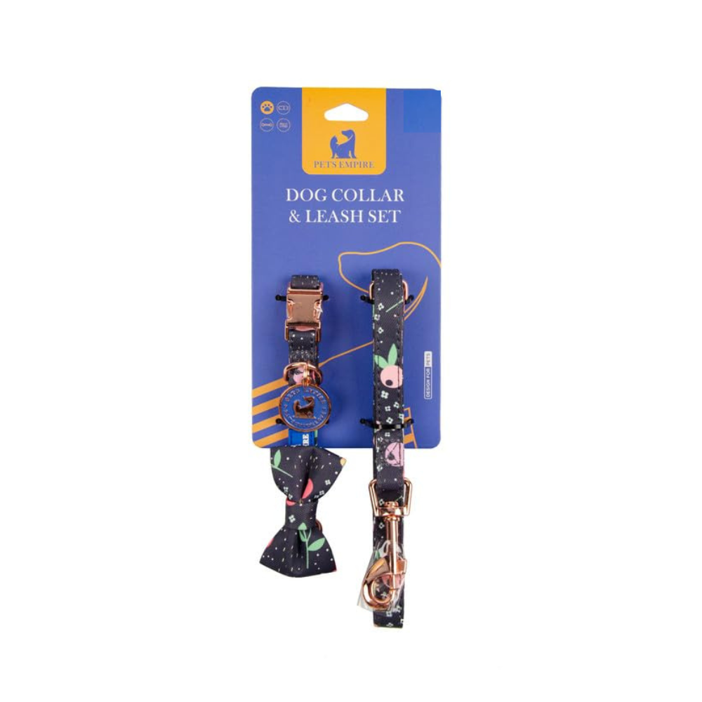 PETS EMPIRE BLOOMED FLORAL COLLAR & LEASH WITH BOW FOR DOGS