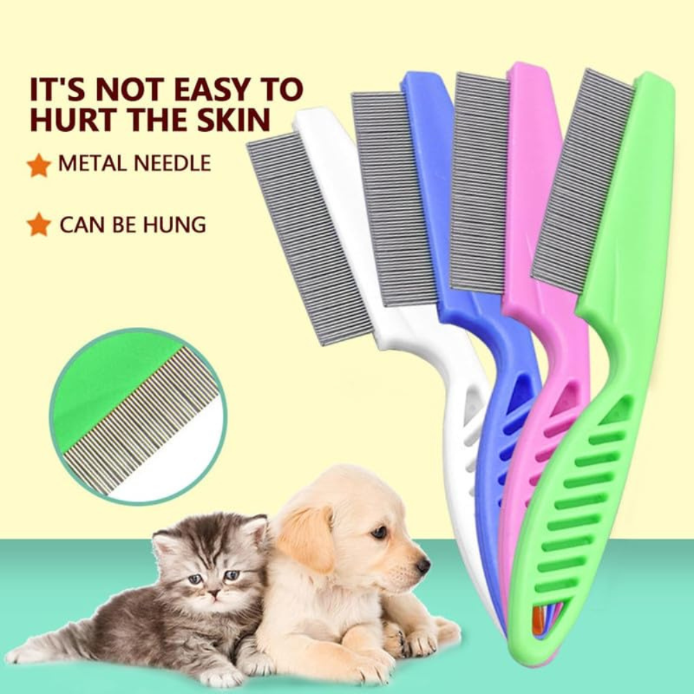 Pets Empire 2-in-1 Flea Comb & Silicone Bath Brush for Dogs & Cats