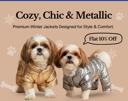 Pets Empire Metallic Silver Puffer Jacket for Small Dogs (Full)