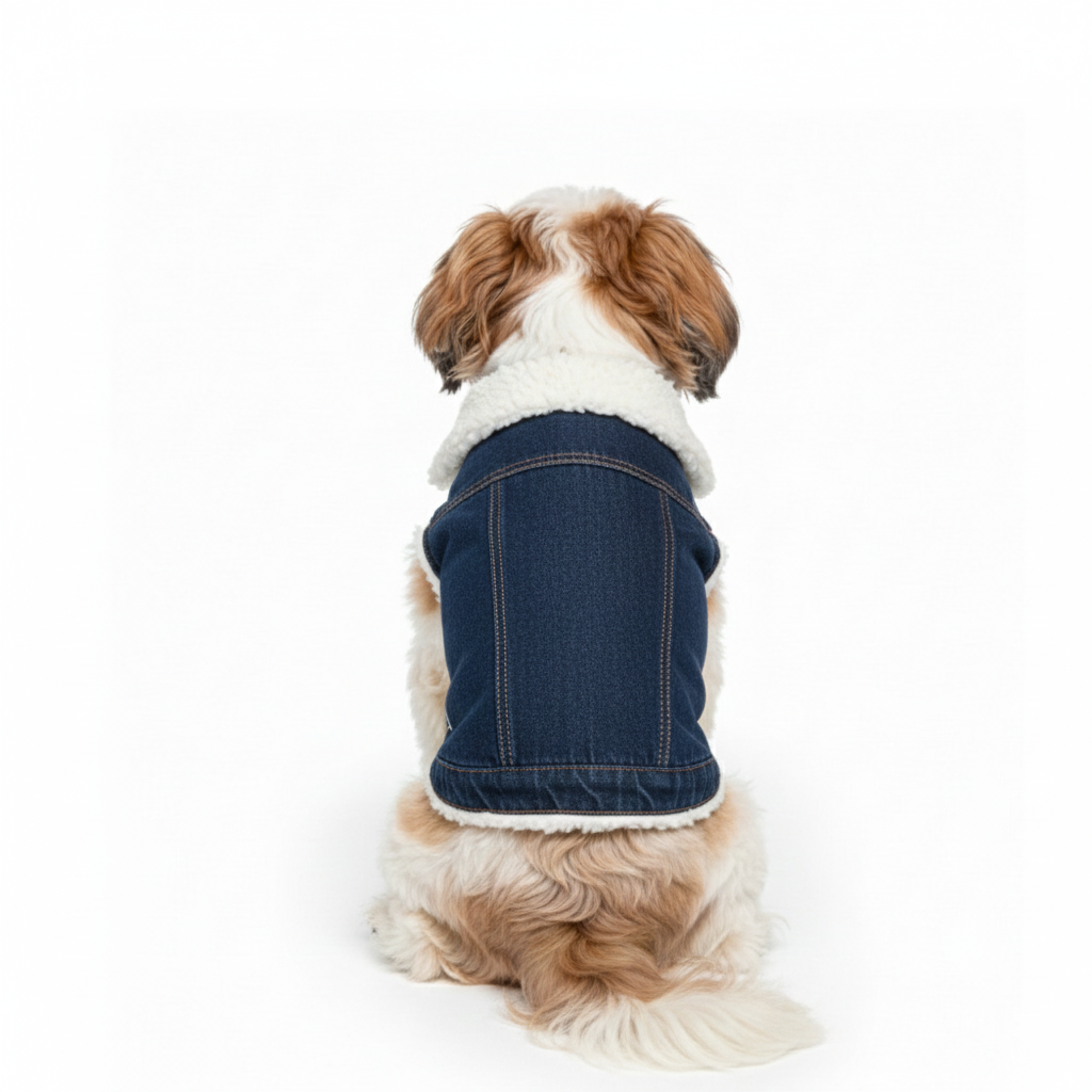Pets Empire Fleece Denim Jacket for small to medium dogs - Dark Blue