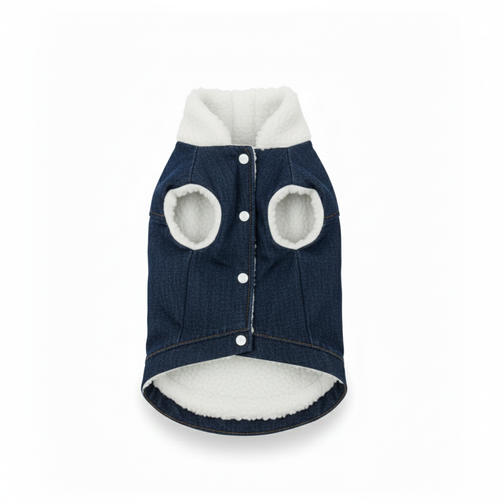 Pets Empire Fleece Denim Jacket for small to medium dogs - Dark Blue