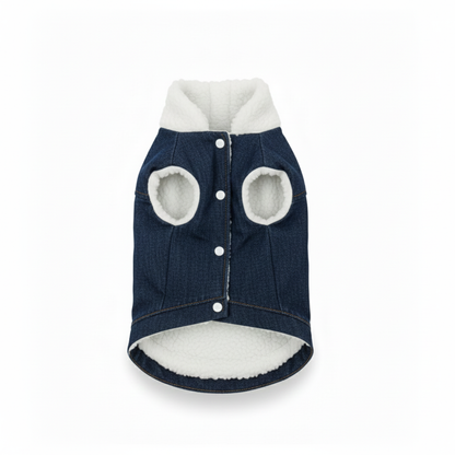 Pets Empire Fleece Denim Jacket for small to medium dogs - Dark Blue